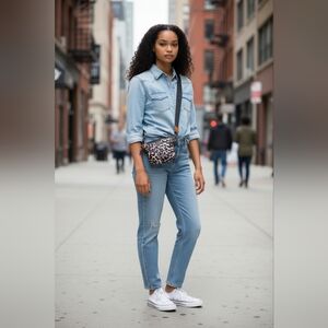 MZ Wallace Metro Quilted Animal Print Crossbody Bag with Matching Pouch EUC